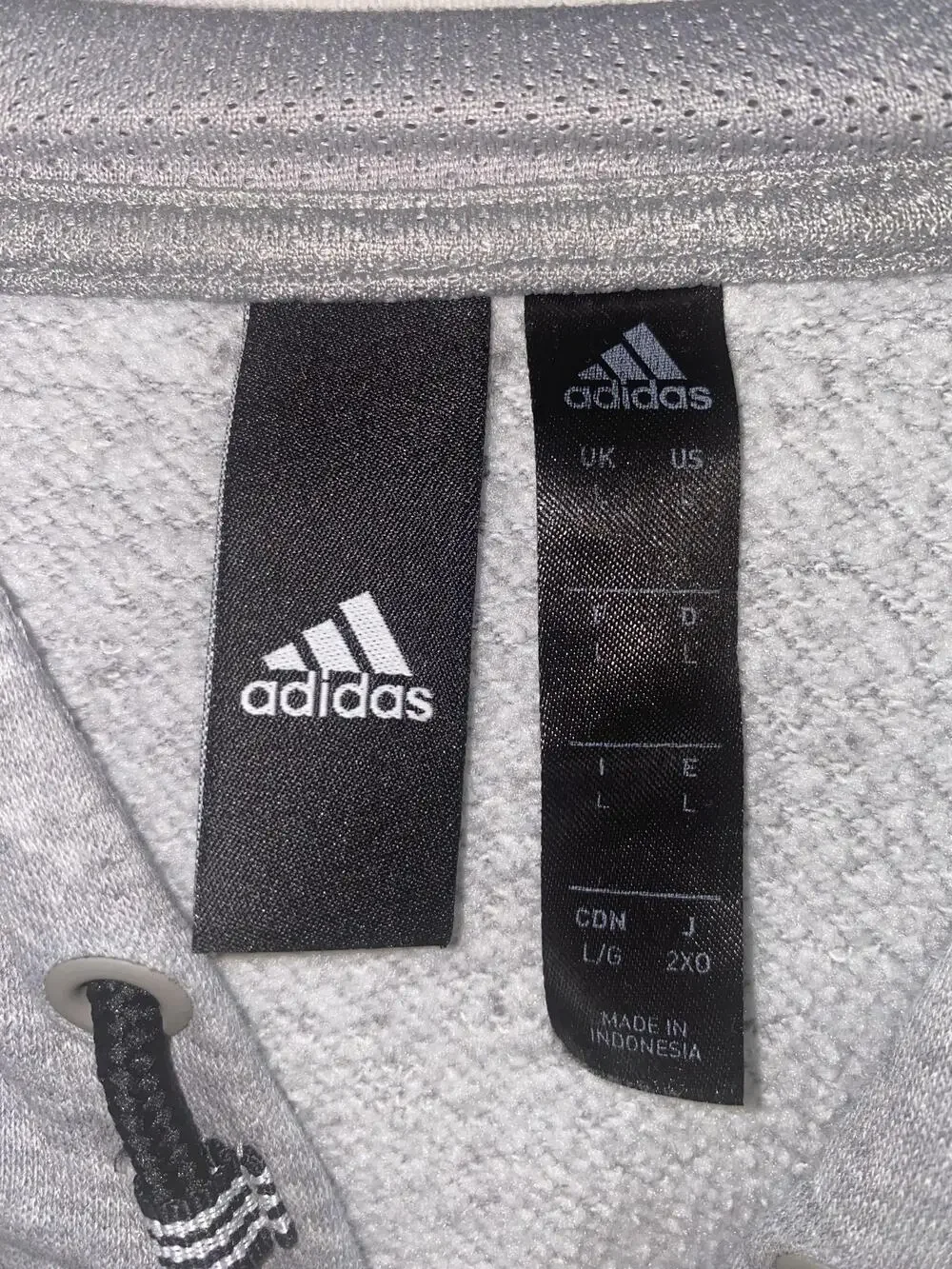 Adidas Hoodie Mens Large Gray Black Colorblock Logo Fleece Pullover Sweatshirt